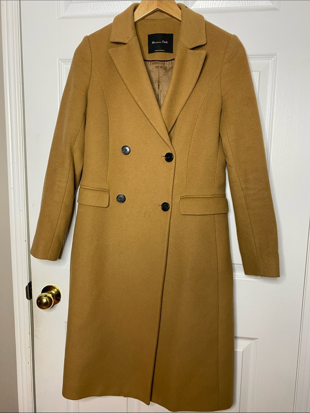 Massimo Dutti Tan Double-Breasted Long Trench Coat#10